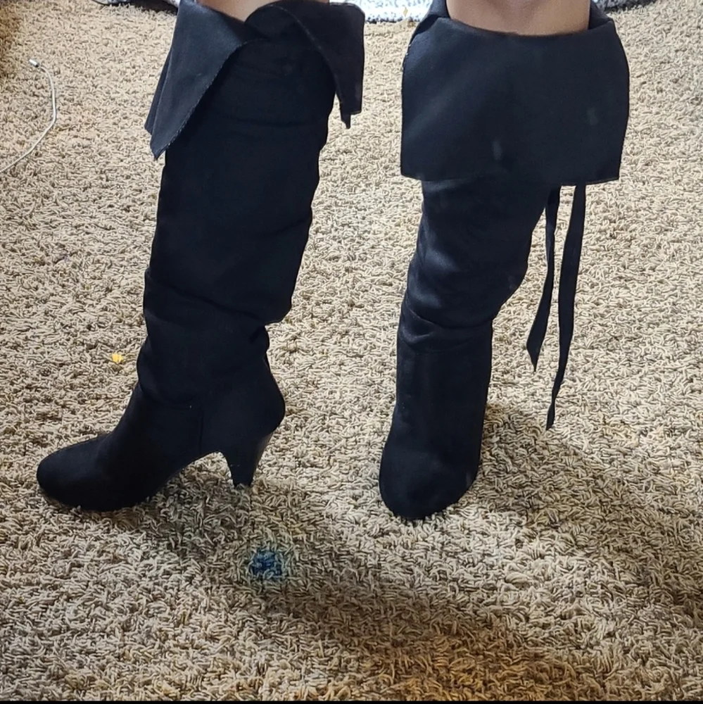 Charlotte Russe Black Knee High Boots